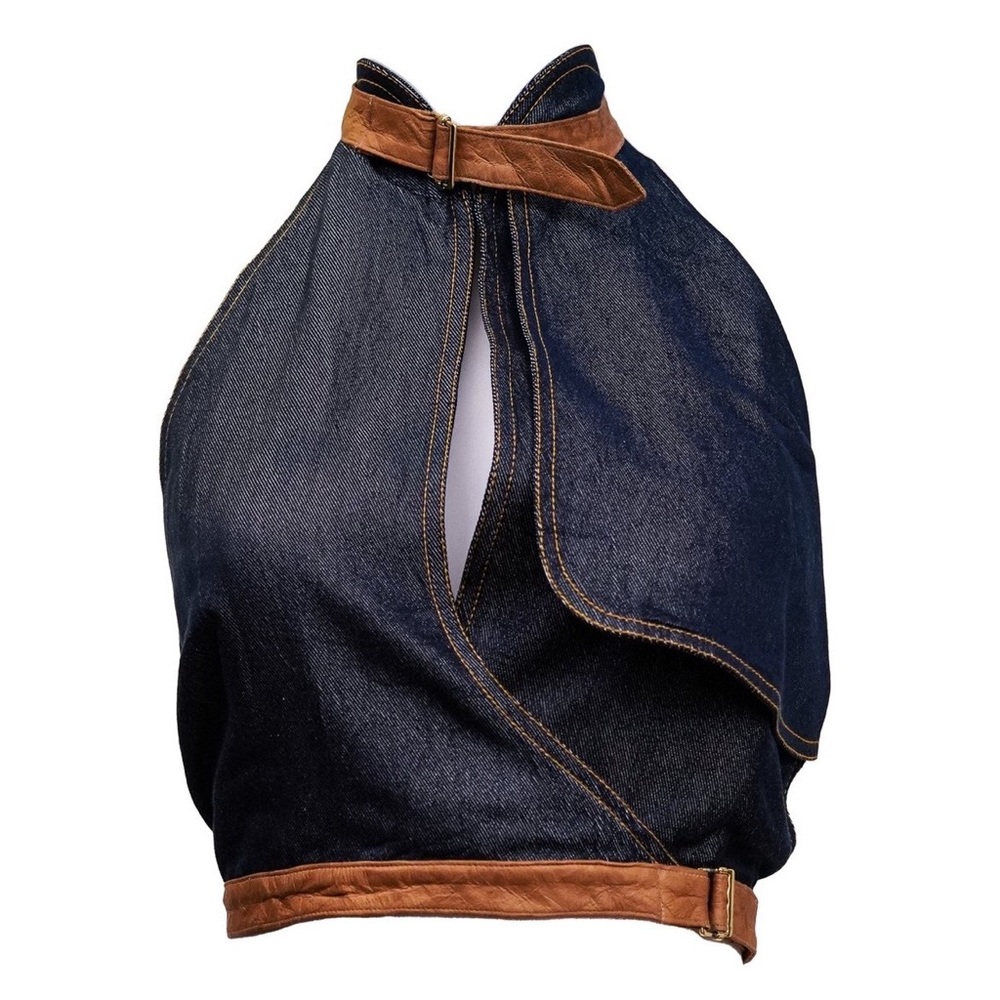 Christian Dior Denim Halter Top - Picture 1 of 7